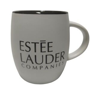 Estee Lauder Companies Coffee Mug Matte White Black Interior Ceramic Barrel Cup